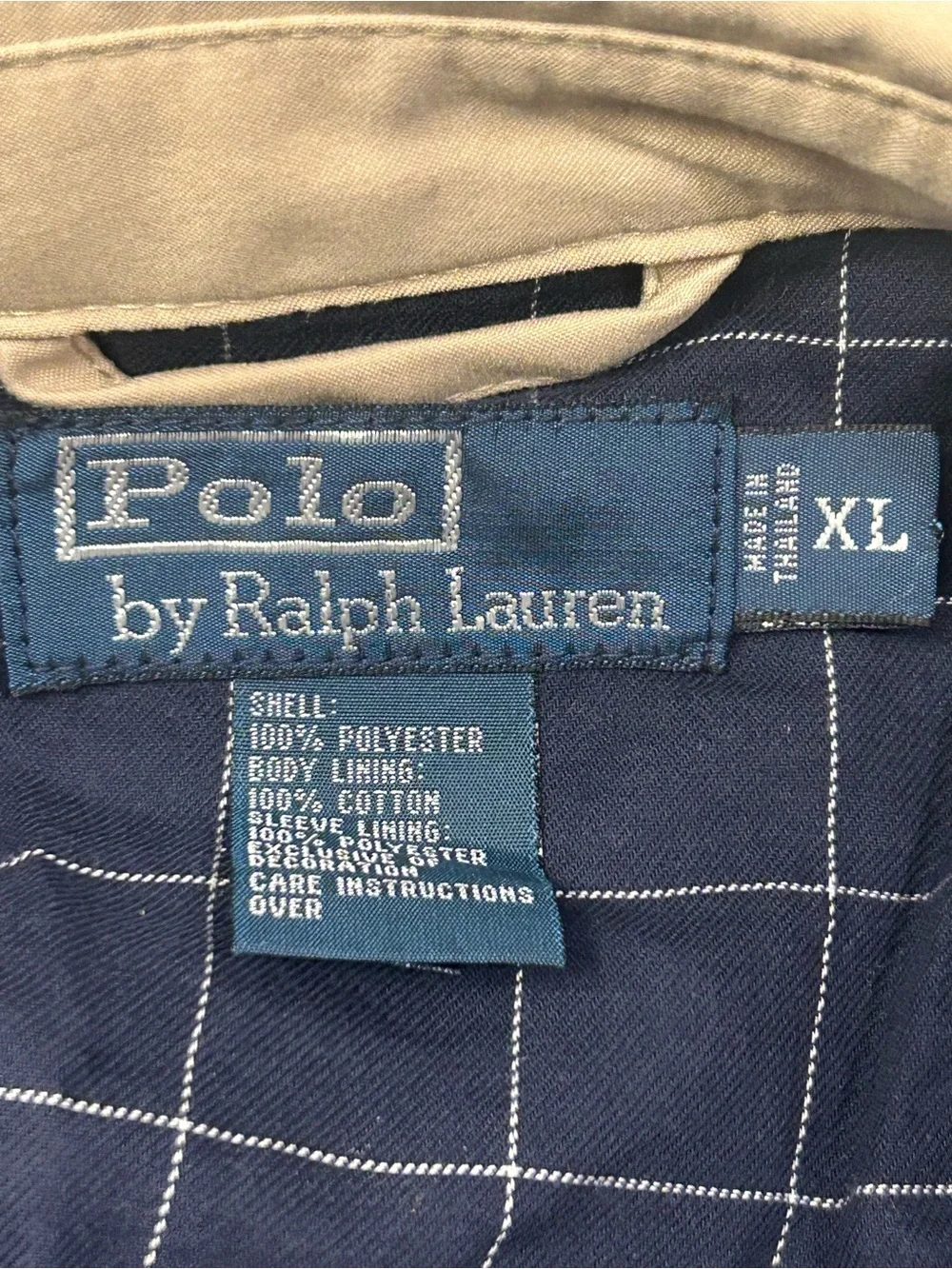 Polo‎ Ralph Lauren Vintage Men’s Tan Bi-Swing Bomber Jacket XL Plaid Liner Blue